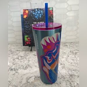 Starbucks Summer 2024 Butterfly Patterned Purple Silver SS Tumbler. New. NWT!